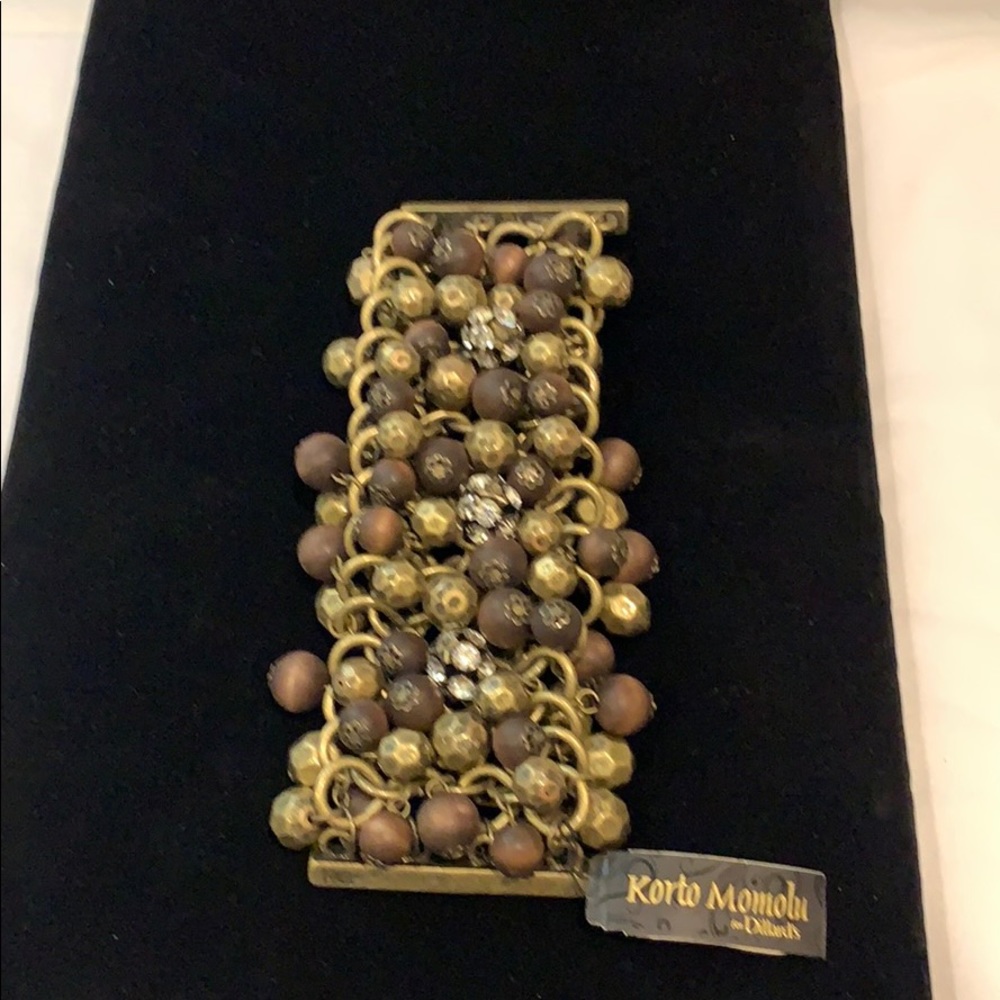 Korto Momolu for Dillards Chunky Bronze Gold Brown Statement Bracelet